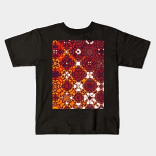 Dark Reds and Orange Round Shapes in a Transitional Pattern  - WelshDesignsTP005 Kids T-Shirt